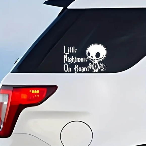 Vinyl Car Truck Window Decal ✦ Little Nightmare On Board White Sticker 8x5 NWT - Picture 4 of 10
